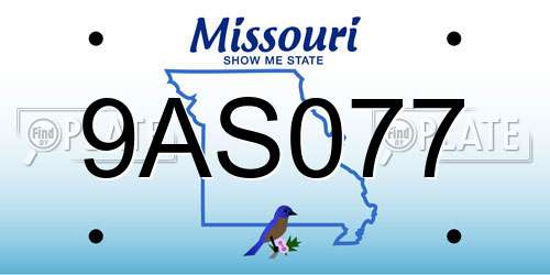 9AS077 Missouri License Plate