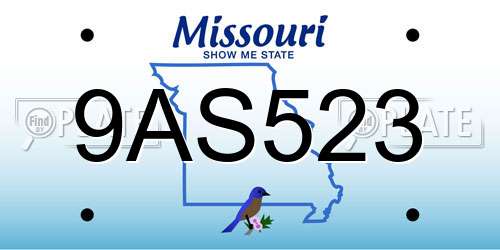 9AS523 Missouri License Plate