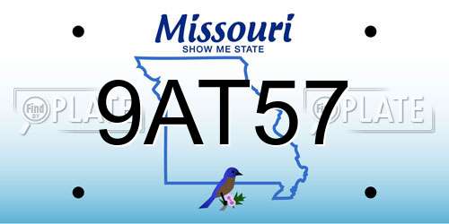 9AT57 Missouri License Plate