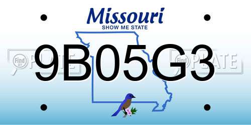 9B05G3 Missouri License Plate