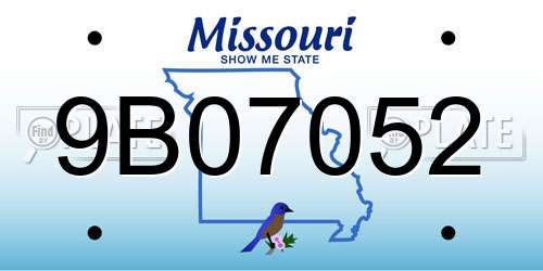 9B07052 Missouri License Plate