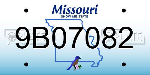 9B07082 Missouri License Plate