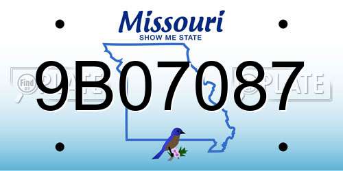 9B07087 Missouri License Plate