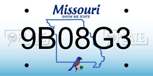 9B08G3 Missouri License Plate