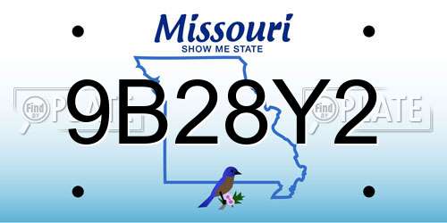 9B28Y2 Missouri License Plate