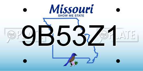9B53Z1 Missouri License Plate