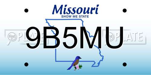 9B5MU Missouri License Plate