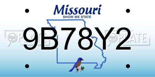 9B78Y2 Missouri License Plate