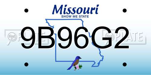 9B96G2 Missouri License Plate