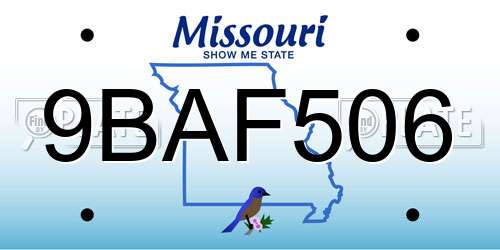 9BAF506 Missouri License Plate