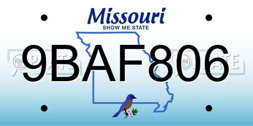 9BAF806 Missouri License Plate
