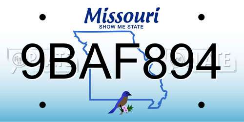 9BAF894 Missouri License Plate