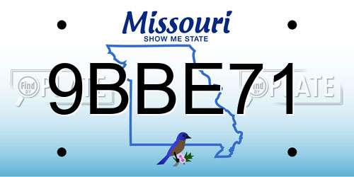 9BBE71 Missouri License Plate