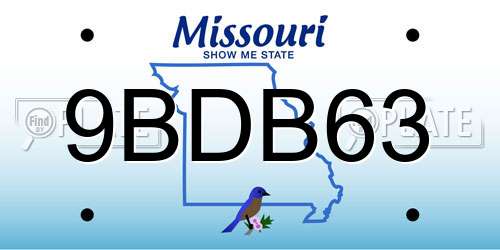 9BDB63 Missouri License Plate