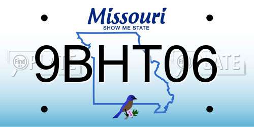 9BHT06 Missouri License Plate