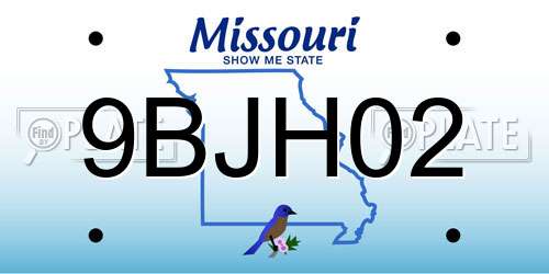 9BJH02 Missouri License Plate