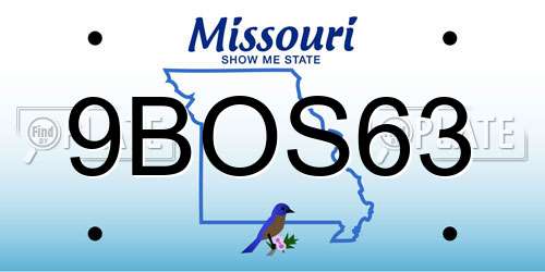 9BOS63 Missouri License Plate