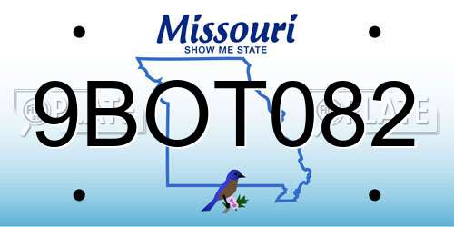 9BOT082 Missouri License Plate