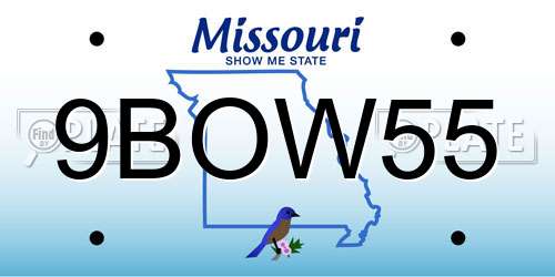 9BOW55 Missouri License Plate