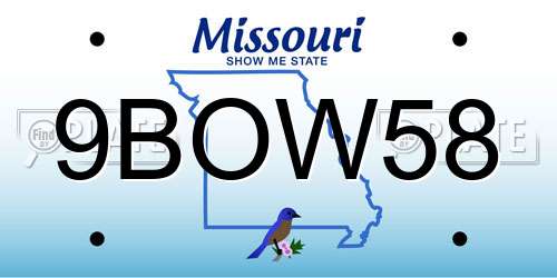 9BOW58 Missouri License Plate