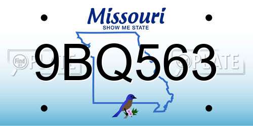 9BQ563 Missouri License Plate