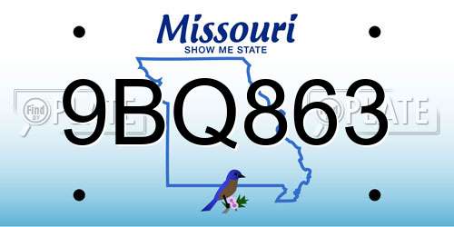 9BQ863 Missouri License Plate