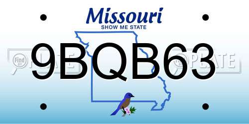 9BQB63 Missouri License Plate