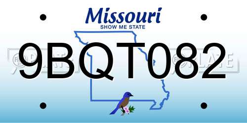 9BQT082 Missouri License Plate