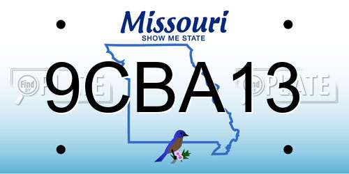 9CBA13 Missouri License Plate