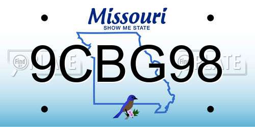 9CBG98 Missouri License Plate