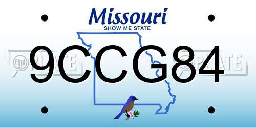 9CCG84 Missouri License Plate
