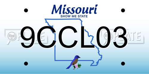 9CCL03 Missouri License Plate