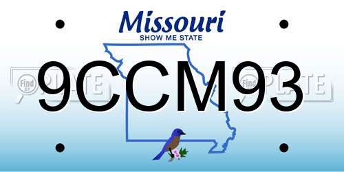 9CCM93 Missouri License Plate