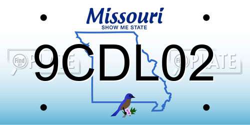 9CDL02 Missouri License Plate