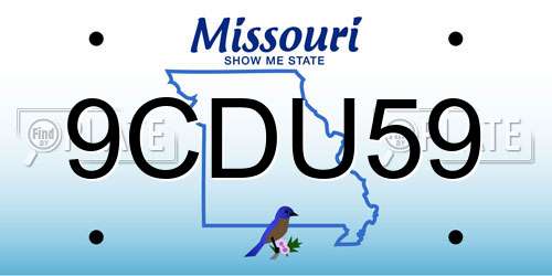 9CDU59 Missouri License Plate