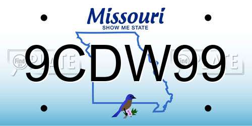 9CDW99 Missouri License Plate