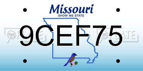 9CEF75 Missouri License Plate