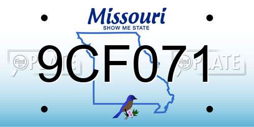 9CF071 Missouri License Plate