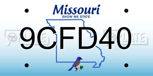 9CFD40 Missouri License Plate