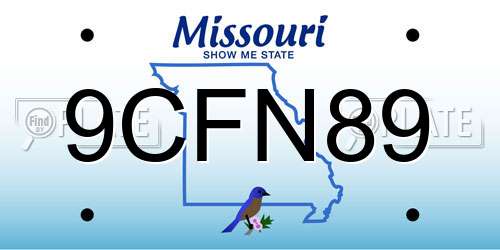 9CFN89 Missouri License Plate