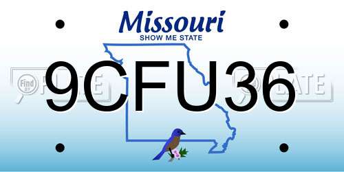 9CFU36 Missouri License Plate