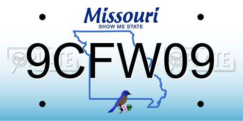 9CFW09 Missouri License Plate