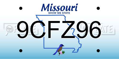 9CFZ96 Missouri License Plate