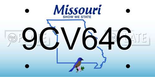 9CV646 Missouri License Plate
