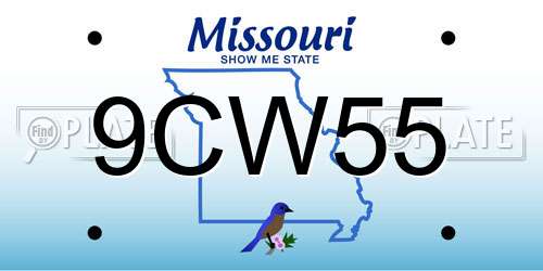 9CW55 Missouri License Plate