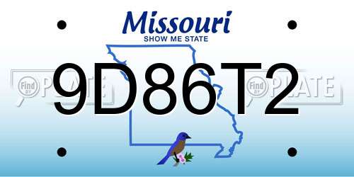 9D86T2 Missouri License Plate