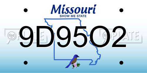 9D95O2 Missouri License Plate