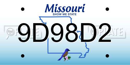 9D98D2 Missouri License Plate