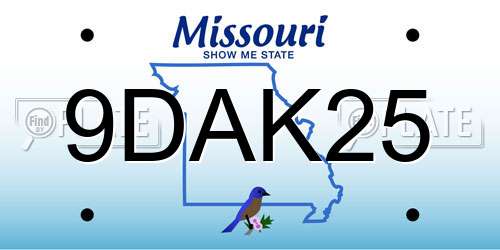 9DAK25 Missouri License Plate