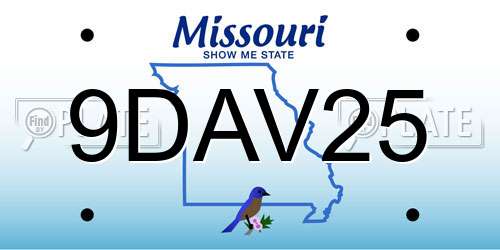 9DAV25 Missouri License Plate